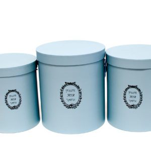 W9218  Baby Blue “Just For You” Tall Round Flower Box Set of 3