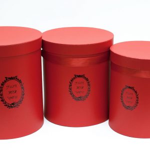 W9217 Red “Just For You” Tall Round Flower Box (Set of 3)