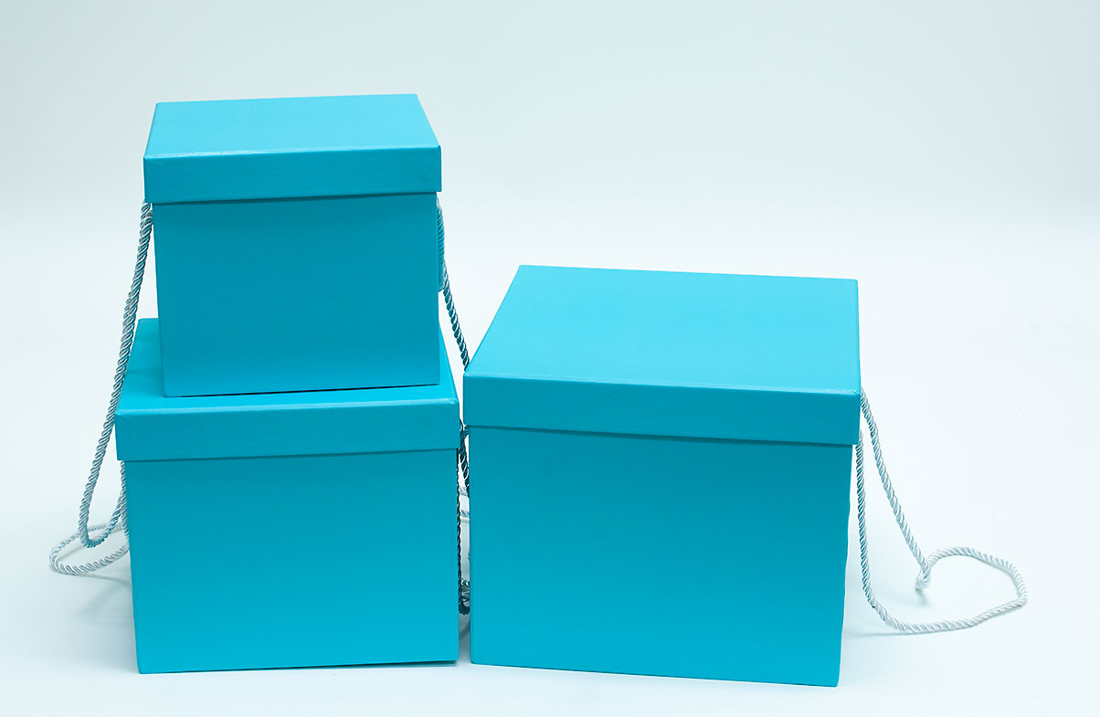 Set of 3 Tiffany Blue Square Flower Boxes