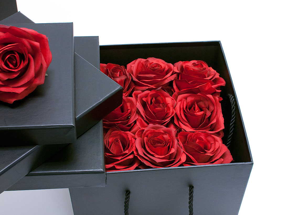 W9458b Set of 3 Black Square Flower boxes Set of 3 Black Square Flower boxes