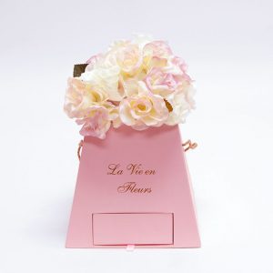 W9471 Pink Square Pyramid Frustum Flower Box with Drawer