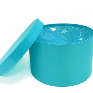 RW17004-RBU-W Light Blue Round Flower Box with Plastic Liner