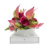 Heart Shape Flower Box W7353-4 White Square Clear Flower Box