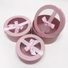 Round Shpae Flower Boxes W7410-2 Pink Round Flower Boxes With Ribbon