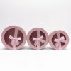 Round Shpae Flower Boxes W7410-3 Pink Round Flower Boxes With Ribbon