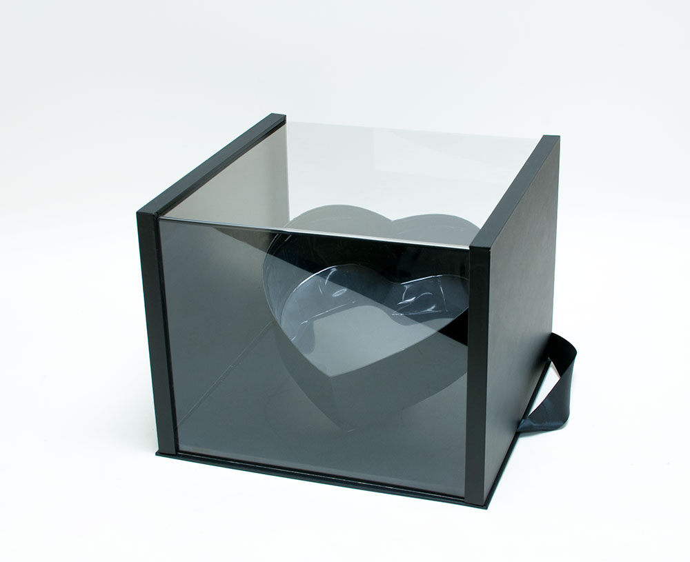 10214Ablack-2 Black Acrylic Flower Box with Tilted Heart