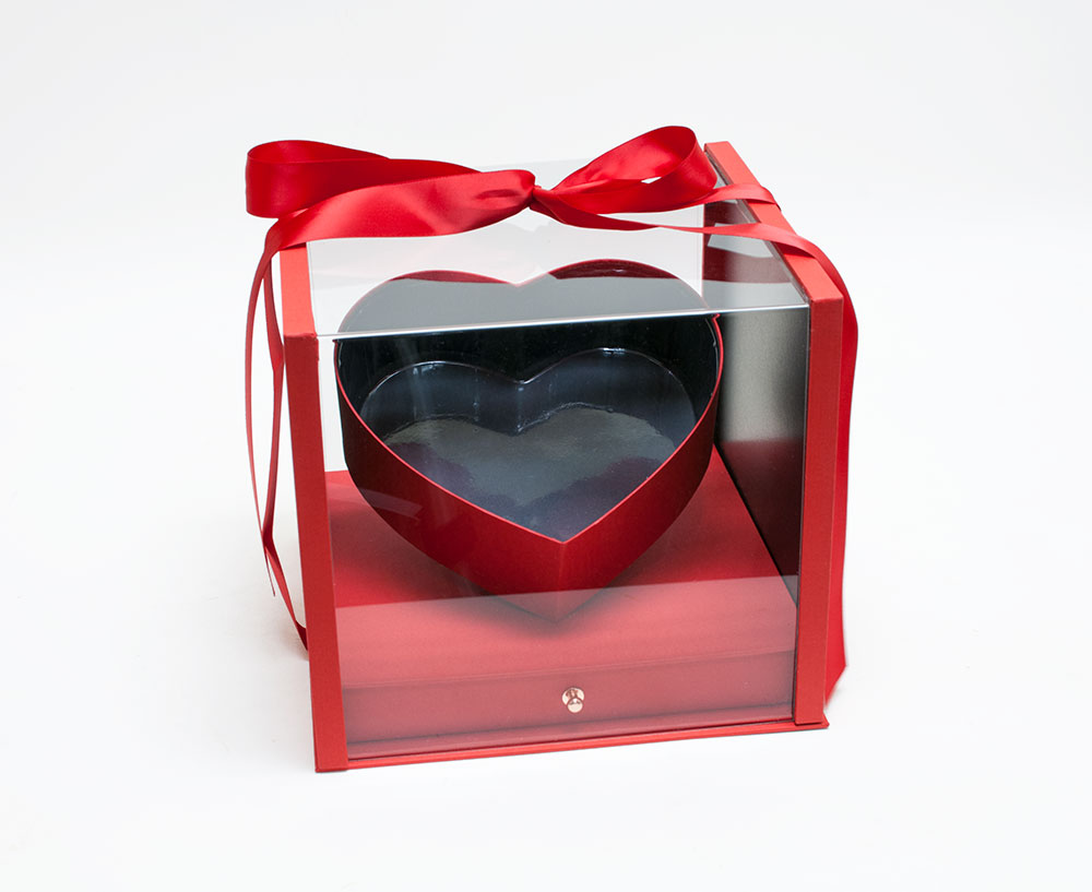 1119Ared-1 Red Acrylic Flower Box