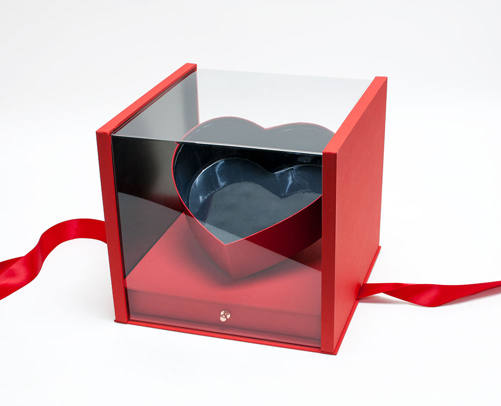 1119Ared-2 Red Acrylic Flower Box