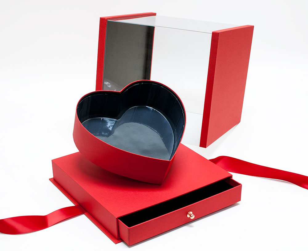 1119Ared-3 Red Acrylic Flower Box