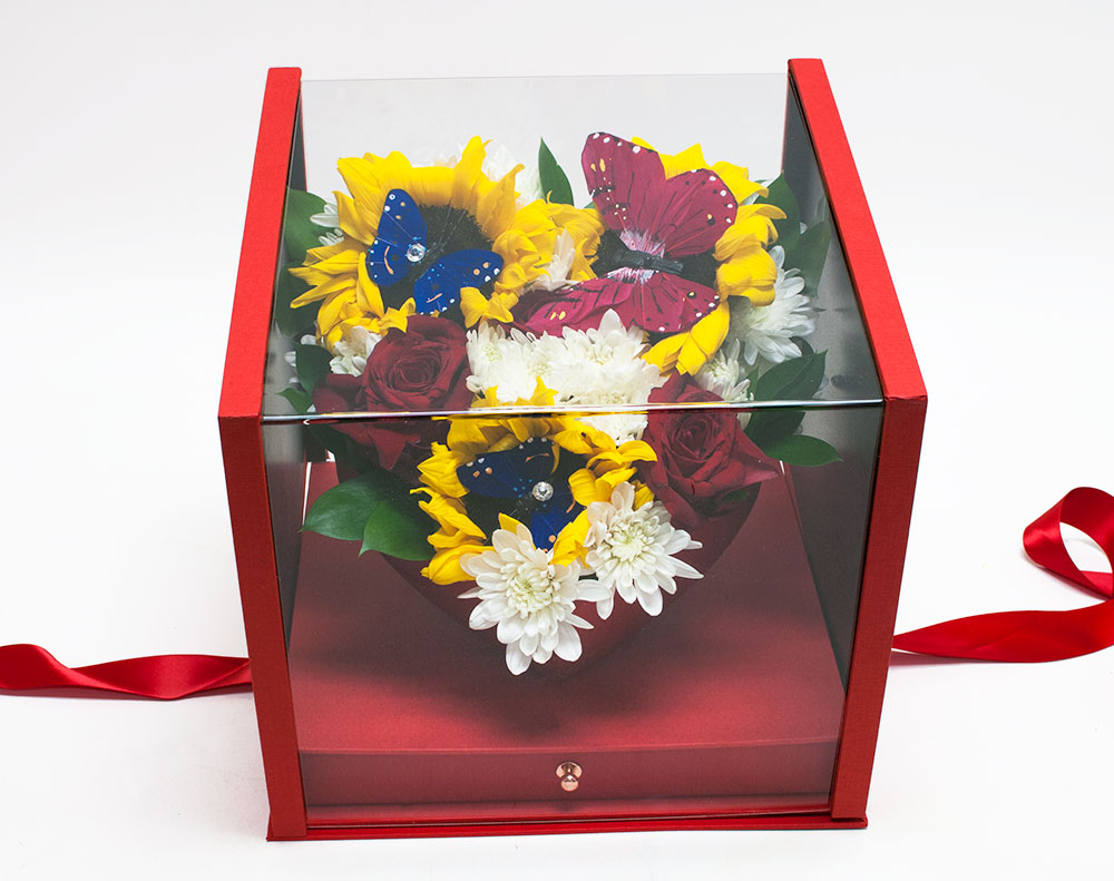1119Ared-design-1 Red Acrylic Flower Box