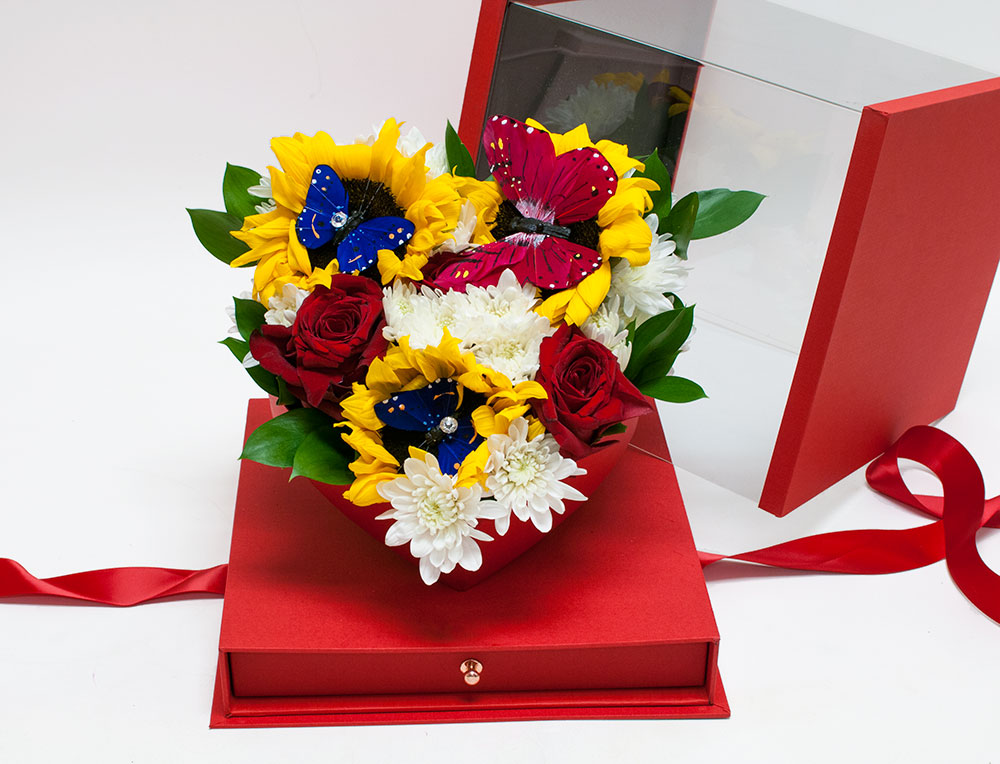 1119Ared-design-2 Red Acrylic Flower Box
