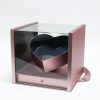 1119Arosegold-2 Rose Gold Acrylic Flower Box with Drawer and Ribbon