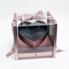1119Arosegold-3 Rose Gold Acrylic Flower Box with Drawer and Ribbon