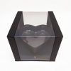 7352-1 Black Square Clear Flower Box With Heart