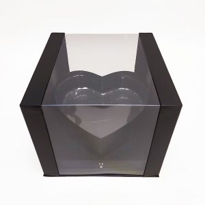 Black Square Clear Flower Box With Heart
