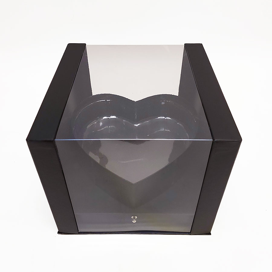 Black Square Clear Flower Box With Heart