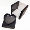 7352-3 Black Square Clear Flower Box With Heart