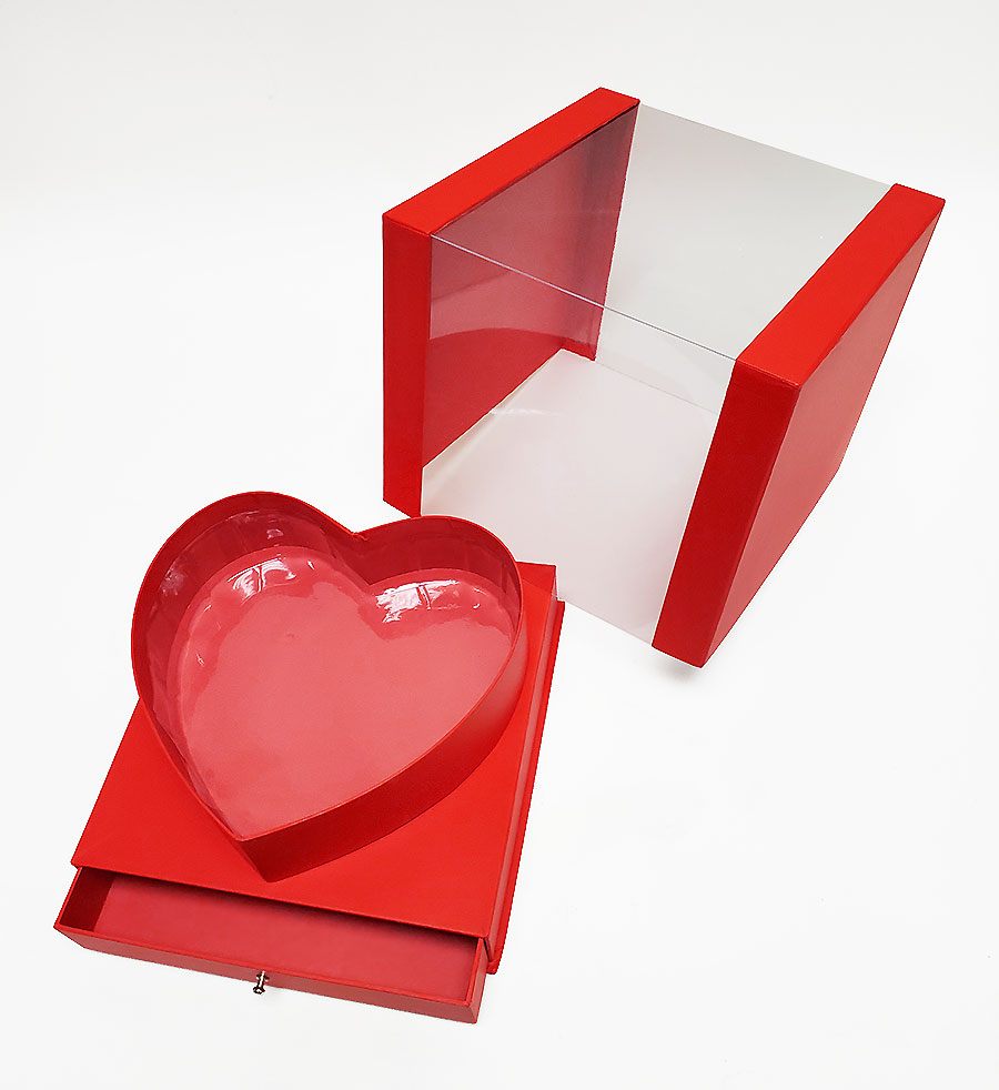 Red Square Transparent Flower Box