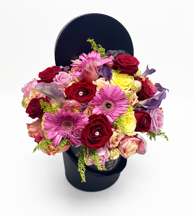 9215design-2 Black Round Flower Boxes Set of 3