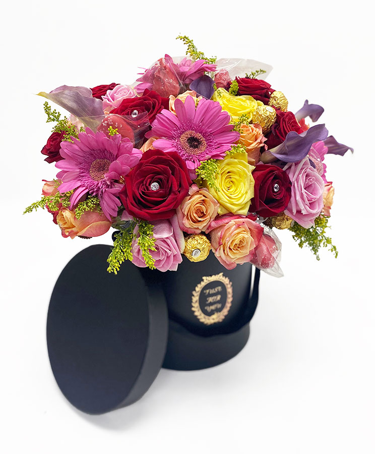 9215design-4 Black Round Flower Boxes Set of 3