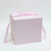 1004Apink-1 Pink Square Flower box with Heart Shape Container