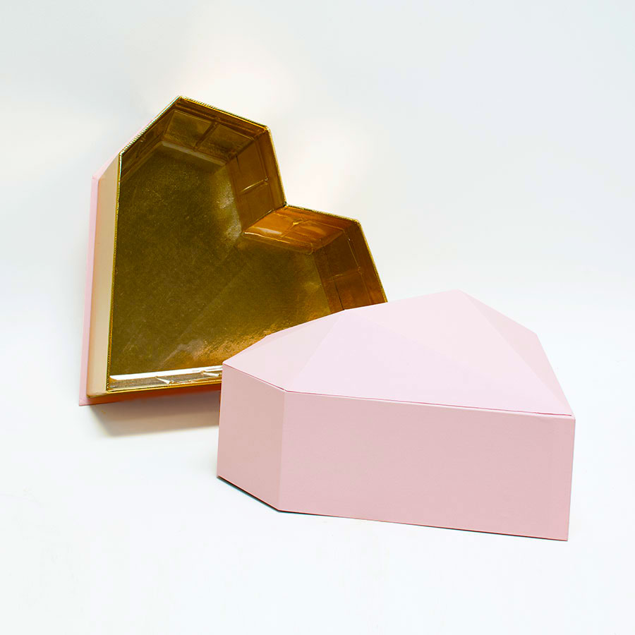 1121Apink-2a Diamond Heart Shape Flower Boxes