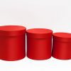 Red Cloth Round Flower Boxes set of 3