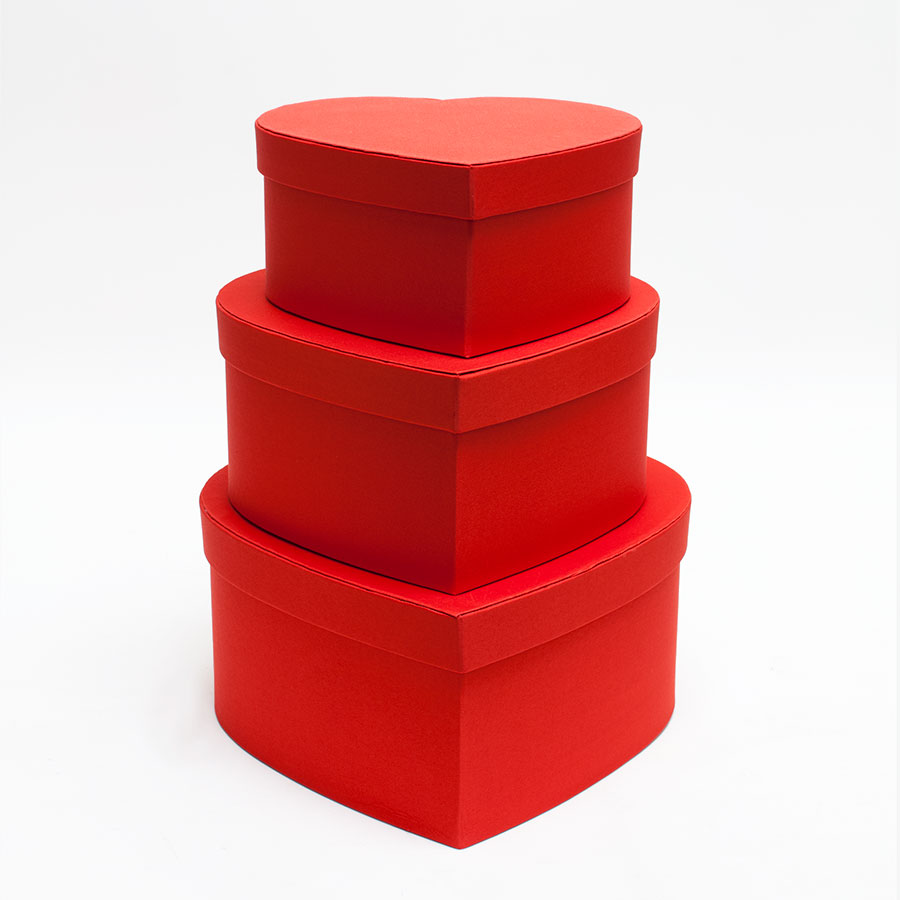 5043-1 Red Cloth Heart shape Flower Boxes
