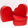 5043-2 Red Cloth Heart shape Flower Boxes