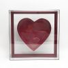 Acry101PFLRed-1 Large Red Transparent Square Heart Shape Flower Box