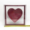 Acry101PFLRed-2 Large Red Transparent Square Heart Shape Flower Box