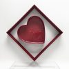 Acry101PFLRed-3 Large Red Transparent Square Heart Shape Flower Box