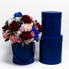 9218RB-1 Royal Blue Round Flower Boxes Set of 3