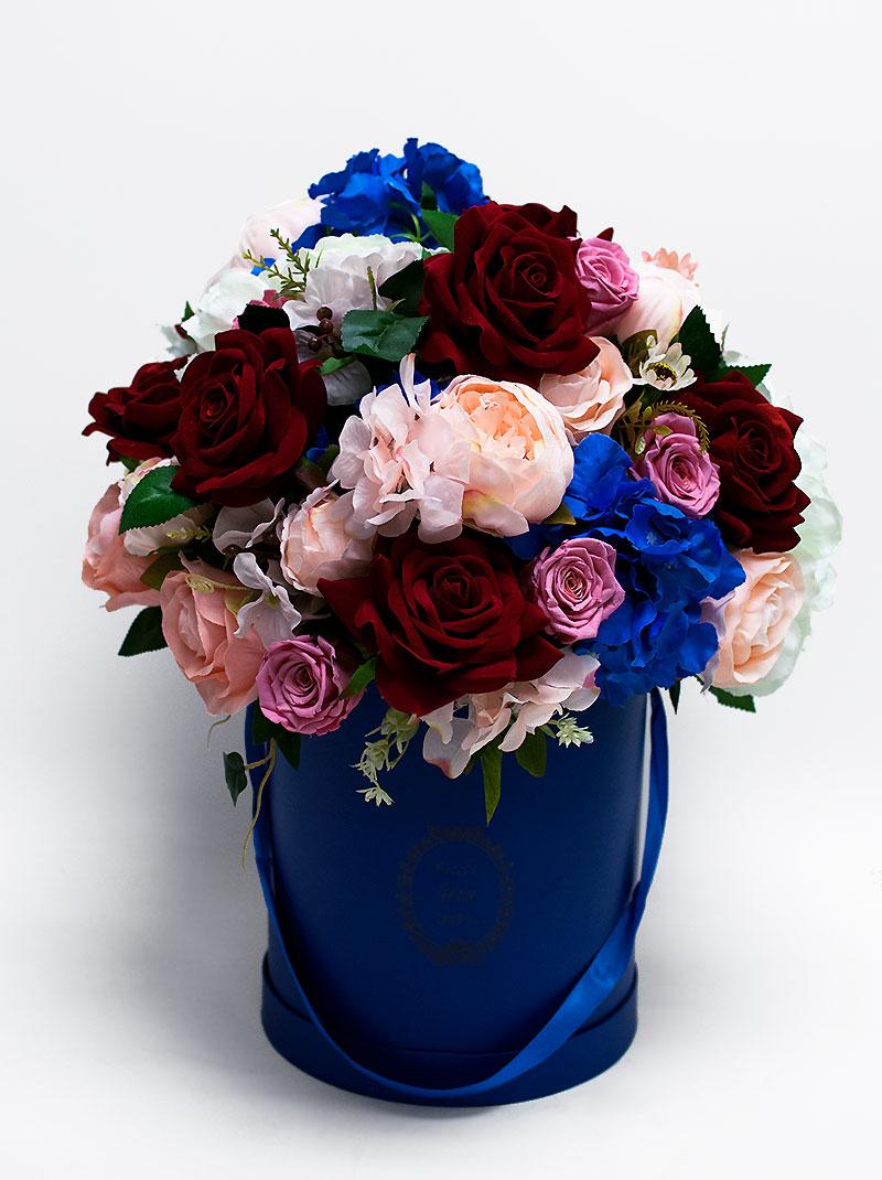 9218RB-2 Royal Blue Round Flower Boxes Set of 3