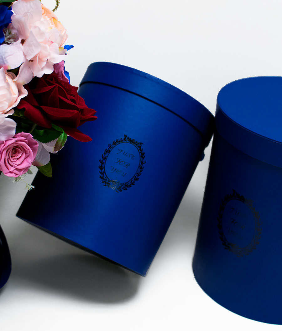 9218RB-3 Royal Blue Round Flower Boxes Set of 3
