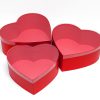 6634-1 Set of 3 Red heart shape flower boxes