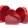 6634-3 Set of 3 Red heart shape flower boxes