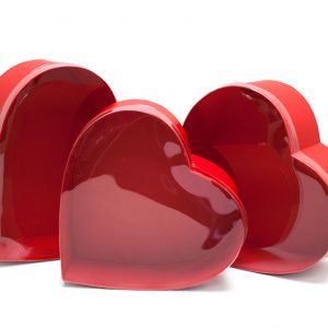 W6634 PVC Clear Lid Red Heart Shape Flower Box Set of 3