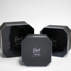 W5322 Black Set of 3 Hexagon Square Flower Boxes With Window