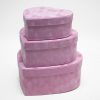 w7231-web Pink Velvet Set of 3 Heart Shape Flower Boxes