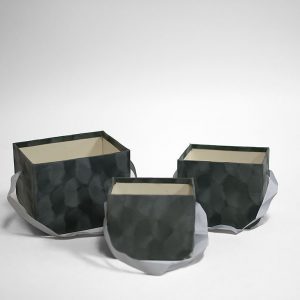 W7334 Grey Set of 3 Velvet Square Flower Boxes