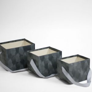 W7334 Grey Set of 3 Velvet Square Flower Boxes