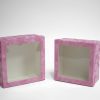 w7337-web Pink Velvet Set of 2 Square Flower Boxes