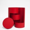 W7364 Red Round 3 Tiers Triple Layer Flower Box