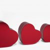 Red Set of 3 Heart Shape Flower Boxes