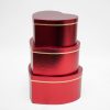 Red Set of 3 Heart Shape Flower Boxes