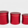 Red Round Flower Boxes set of 3 W7513 Red Round Flower Boxes set of 3 W7513