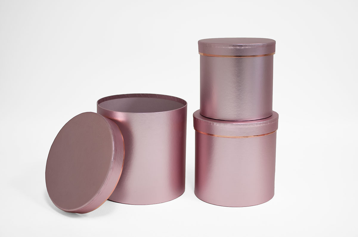 Rose Gold Round Flower Boxes set of 3 W7514