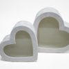 w7759-web White Velvet Set of 2 Heart Shape Flower Boxes