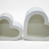 w7759-web2 White Velvet Set of 2 Heart Shape Flower Boxes